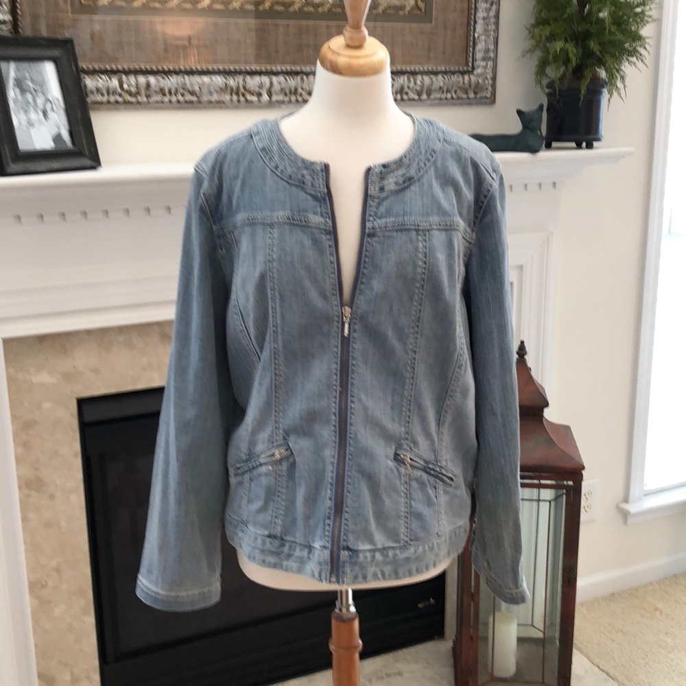 Distressed Chico’s Jean Jacket